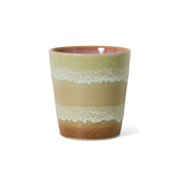 HK Living Kaffeebecher 70s Ceramics – Stoneware Tumbler 230 ml, handglasiert, reaktive Glasur, Farbwelt Umber