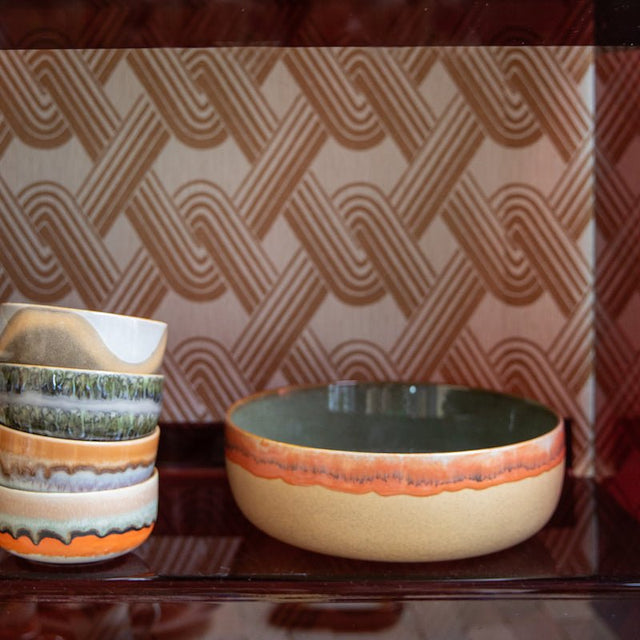 HK Living Salatschüssel 70s Ceramics Shore – Stoneware Schüssel Ø 25 cm, handglasiert, helle Küstentöne, ACE7282