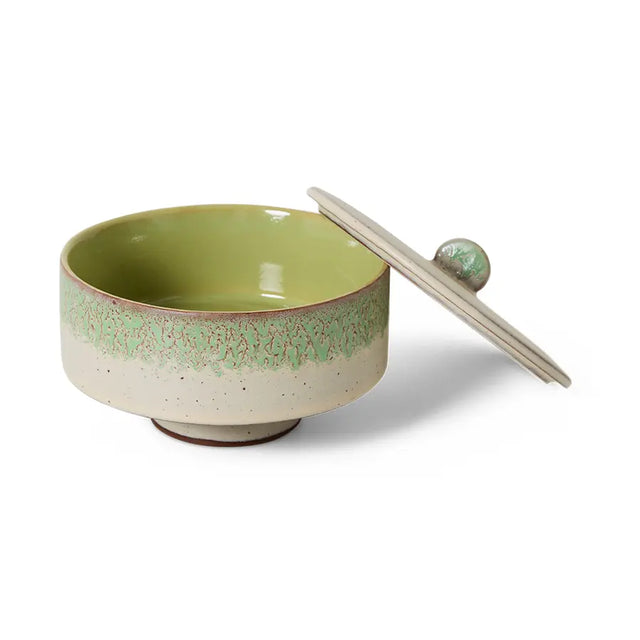 HKliving 70s Ceramics Bonbon Schale Keramik Slush mit Deckel - Seitenansicht - HKliving
