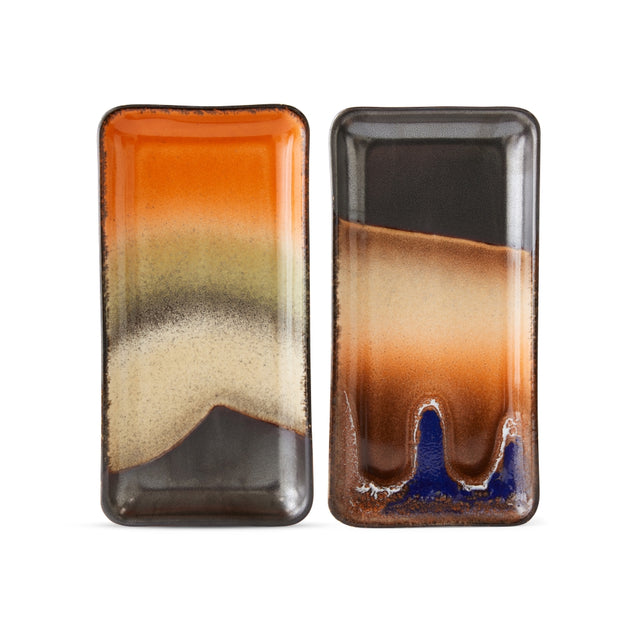 HKliving 70s Ceramics Servierplatte klein im 2er Set – handglasierte Keramik