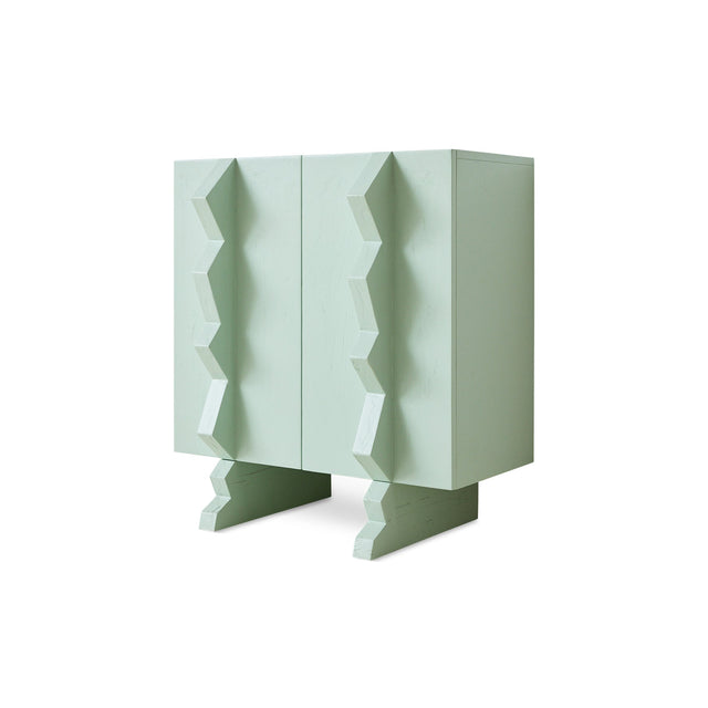 HKliving Design Sideboard Forma Ice Blue – hellblaues Sideboard im Memphis-Stil mit asymmetrischen Griffen
