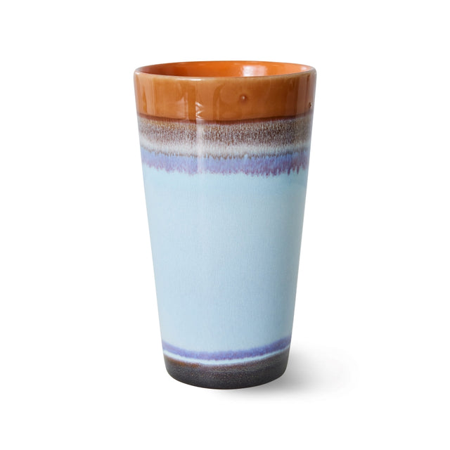 HK Living 70s Ceramics Latte Mug Ash – Keramik Becher bläulich grau, 280ml, handglasiert