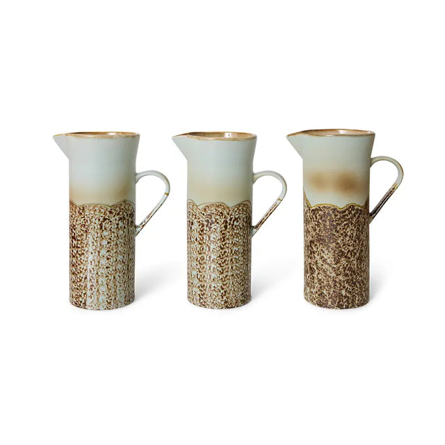 HKliving Jug Shell 70s Ceramics – Drei Karaffen nebeneinander, Multicolour Steinzeug