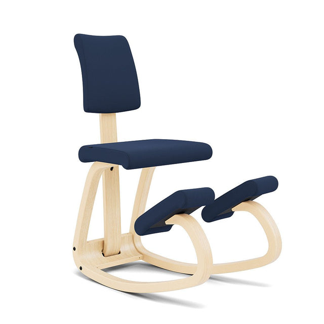 Kniestuhl mit Rückenlehne Variable Plus (Natur/Blau) - Varier Furniture - DesignWe.Love