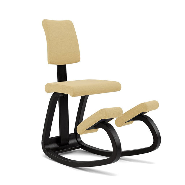 Kniestuhl mit Rückenlehne Variable Plus (Schwarz/Hellgelb) - Varier Furniture - DesignWe.Love