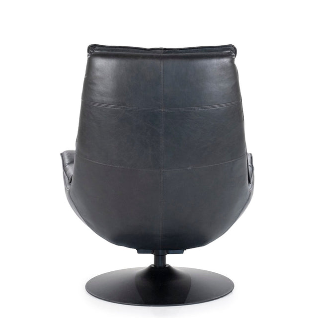 Loungesessel Sven Leder Schwarz drehbar - Eleonora - DesignWe.Love