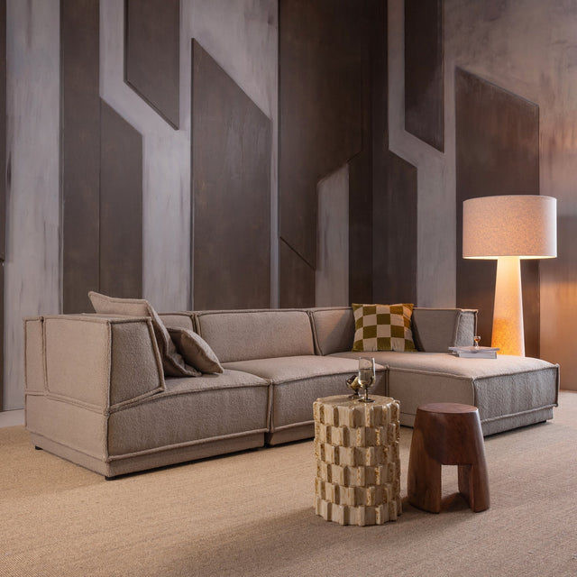 Manu Chaise Lounge Sofa Grob Chenille Natur (rechts) - WOOOD - DesignWe.Love