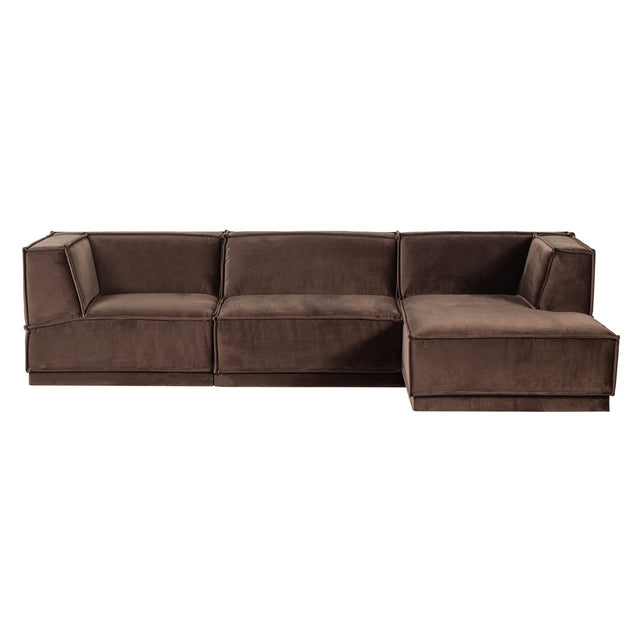 Manu Chaise Lounge Sofa Velvet Braun (rechts) - WOOOD - DesignWe.Love
