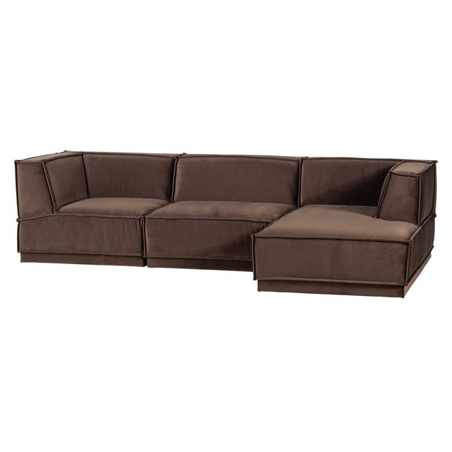 Manu Chaise Lounge Sofa Velvet Braun (rechts) - WOOOD - DesignWe.Love