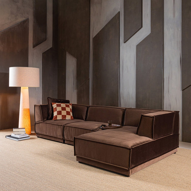 Manu Chaise Lounge Sofa Velvet Braun (rechts) - WOOOD - DesignWe.Love