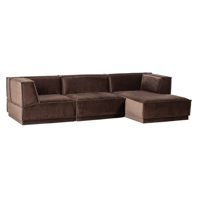 Manu Chaise Lounge Sofa Velvet Braun (rechts) - WOOOD - DesignWe.Love