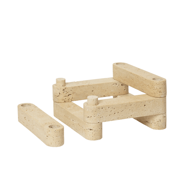 Modulare Kerzenhalter im Set Newel Travertin - ferm LIVING x Utzon - DesignWe.Love