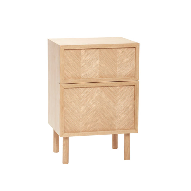 Nachttisch aus Eichenholz Naturfarben Herringbone - Hübsch - DesignWe.Love