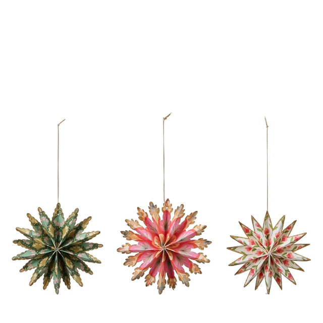 Papiersterne Weihnachtsanhänger Grün Rot Mix, Christbaumschmuck aus Papier von Wikholm Form