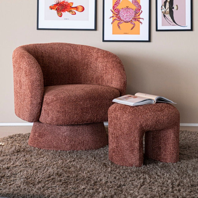Polster Hocker Sahi Bouclé Terrakotta - By Boo - DesignWe.Love