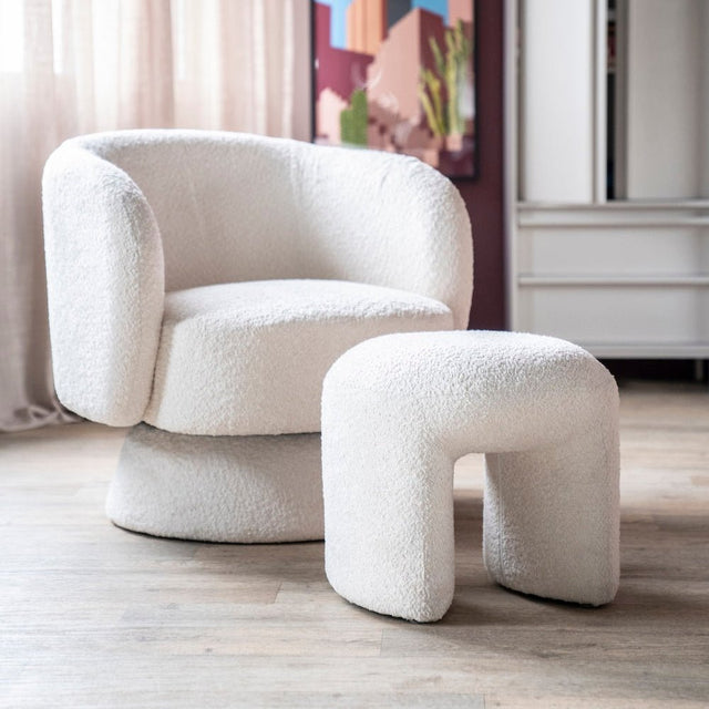 Polster Hocker Sahi Bouclé Weiß - By Boo - DesignWe.Love