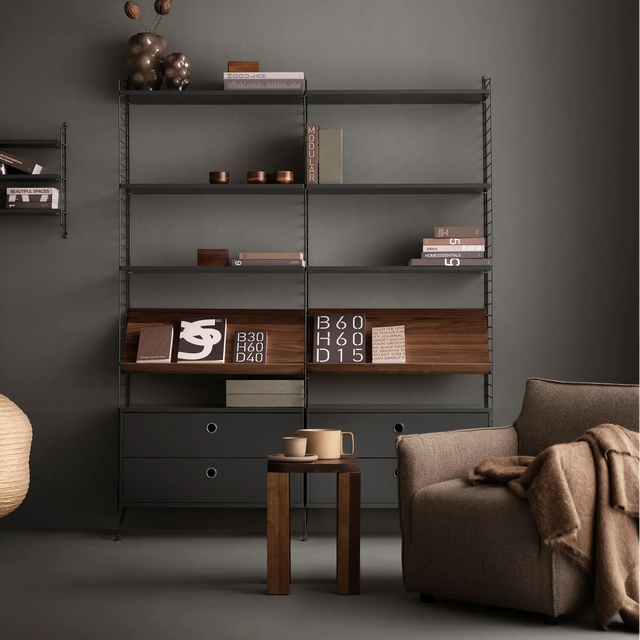 Regalboden 3er Set 58x20cm Dunkelgrau – String Furniture