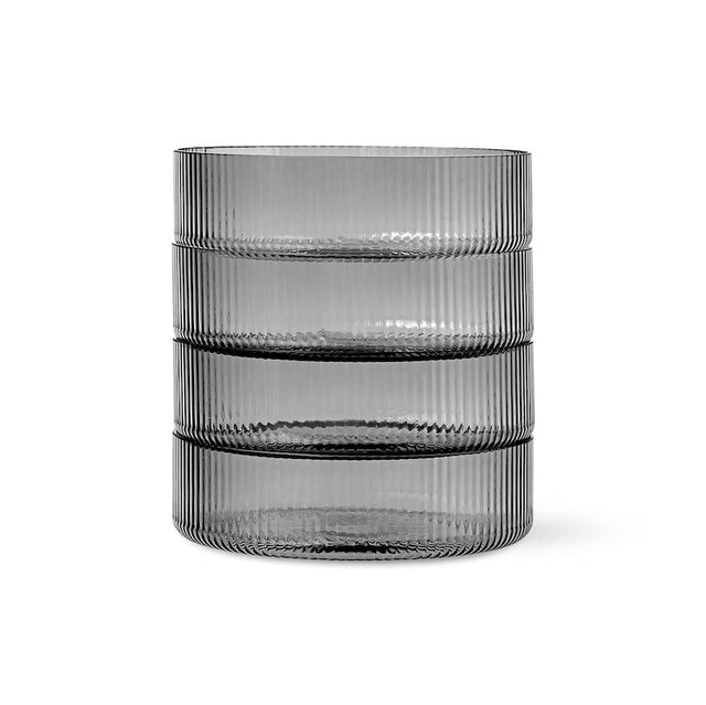 Ripple Servierschalen grau aus Rauchglas – geriffelte Glasschalen