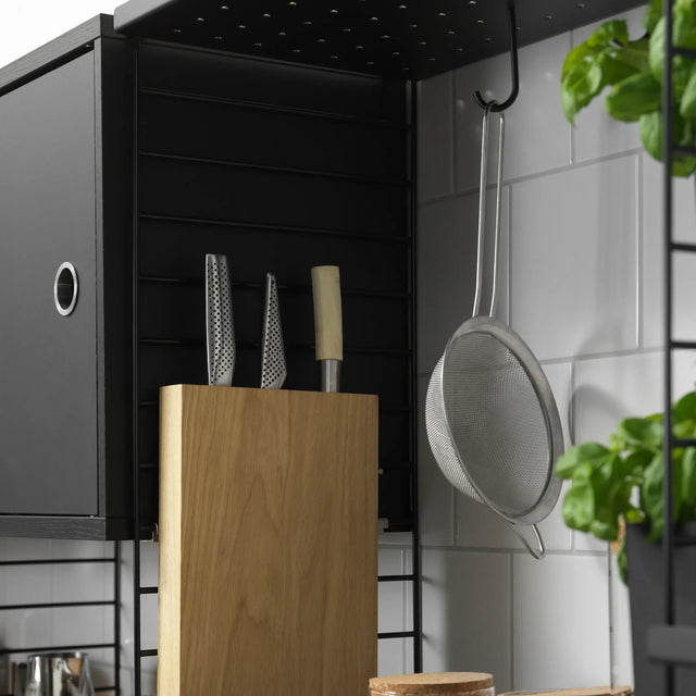 Schrank mit Schwenktür 58x30cm Esche schwarz gebeizt – String Furniture