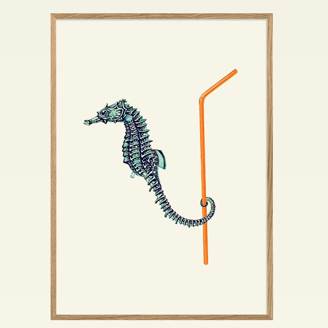 Seahorse and Straw 30x40 Poster Kunstdruck - The Dybdahl Co - DesignWe.Love