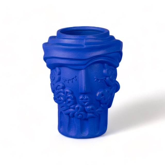 Magna Graecia Kopf Vase Mann in Blau – blaue Vase mit Gesicht