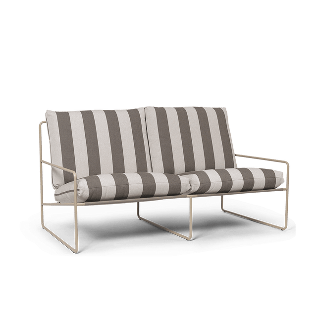 Sofa Desert 2 - Sitzer gestreift Cashmere/Chocolate Outdoor - ferm LIVING - DesignWe.Love