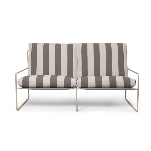 Sofa Desert 2 - Sitzer gestreift Cashmere/Chocolate Outdoor - ferm LIVING - DesignWe.Love