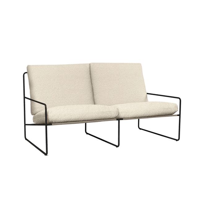 Sofa Desert 2 - Sitzer Pure Bouclé/Schwarz Outdoor - ferm LIVING - DesignWe.Love