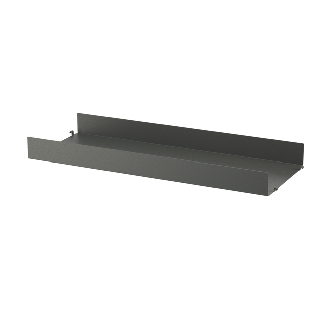 String Furniture Metallboden 78x30cm mit hoher Kante in Schwarz – Einzelboden für das String Regalsystem