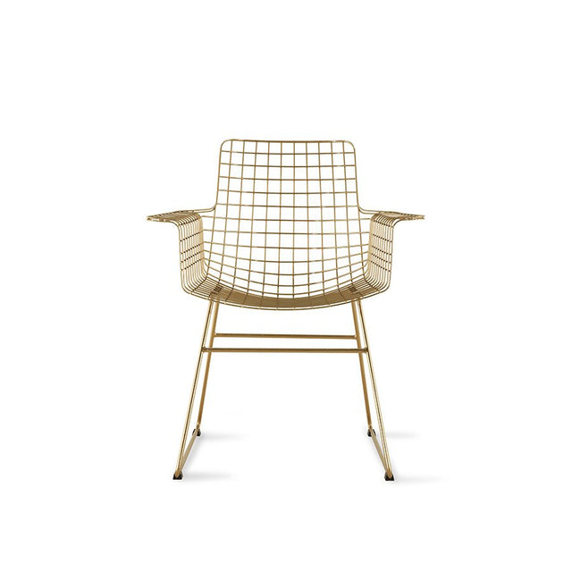 Stuhl Metall Wire mit Armlehnen Messing - HK Living - DesignWe.Love