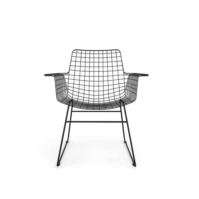 Stuhl Metall Wire mit Armlehnen schwarz - HK Living - DesignWe.Love