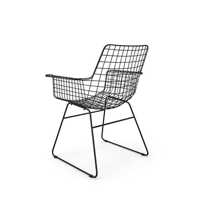 Stuhl Metall Wire mit Armlehnen schwarz - HK Living - DesignWe.Love
