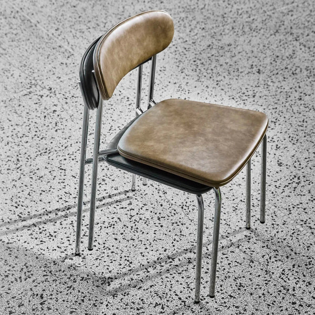 Stuhl Pova Chrom/Khaki gepolstert 2er Set - House Doctor - DesignWe.Love