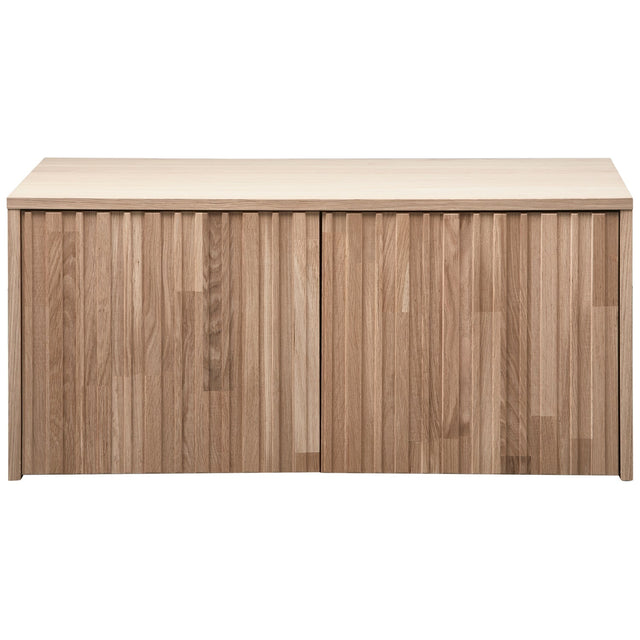 Truhenbank Gravure mit Schubladen Eiche Natur - Woood - DesignWe.Love