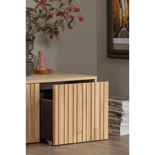 Truhenbank Gravure mit Schubladen Eiche Natur - Woood - DesignWe.Love