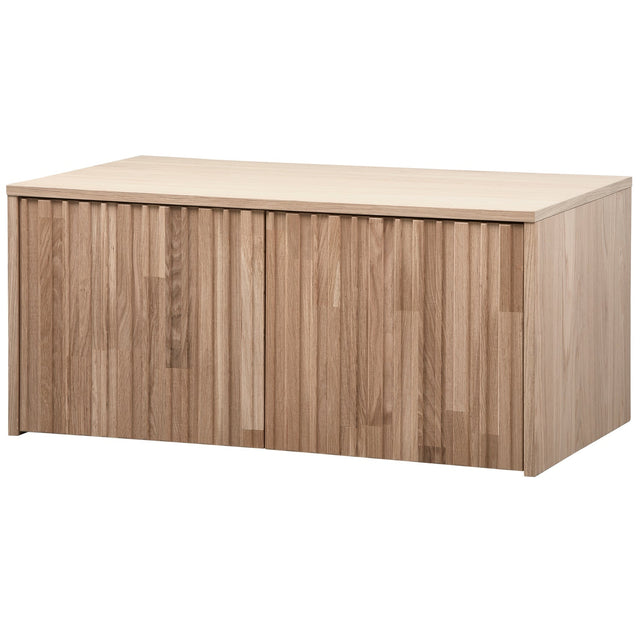 Truhenbank Gravure mit Schubladen Eiche Natur - Woood - DesignWe.Love