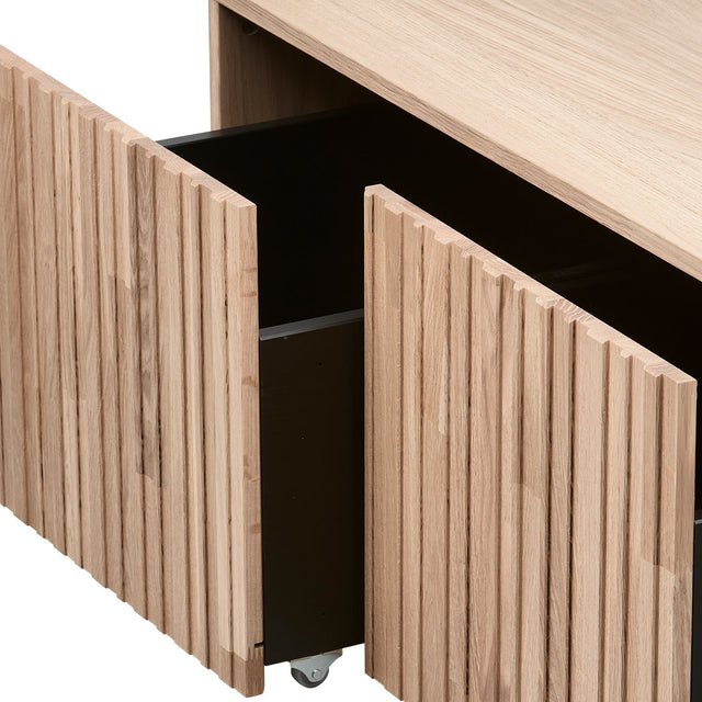 Truhenbank Gravure mit Schubladen Eiche Natur - Woood - DesignWe.Love