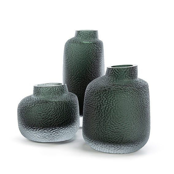 Vase Lugano Black Steelgrey alle drei Größen – Guaxs Bohemian Crystal
