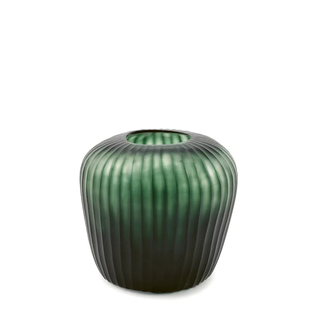 Guaxs Vase Melrose M in Steelgrey – handgeschliffene Glasvase, Höhe 22 cm