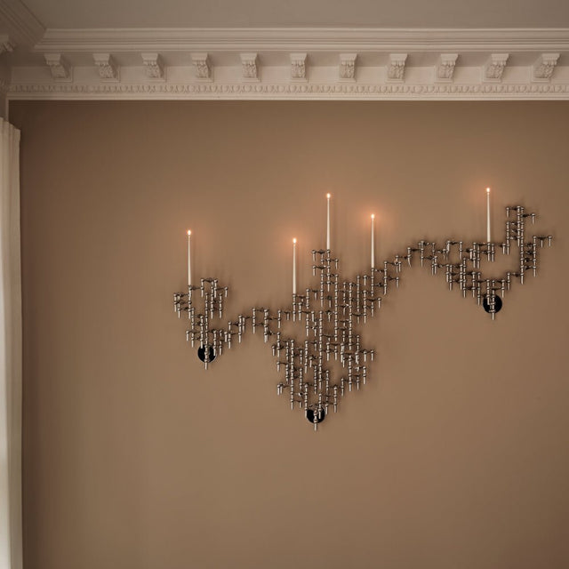 Wandhalterung für Kerzenhalter Chrom - Stoff Nagel Wandskulptur - DesignWe.Love