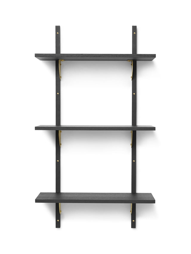 Wandregal Triple Narrow schwarz/messing Sector Shelf - ferm LIVING - DesignWe.Love