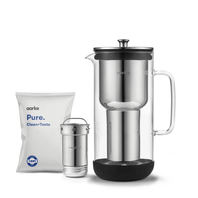 Wasserfilter Edelstahl Purifier, Katusche und Starter Granulat als Lieferumfang - Aarke