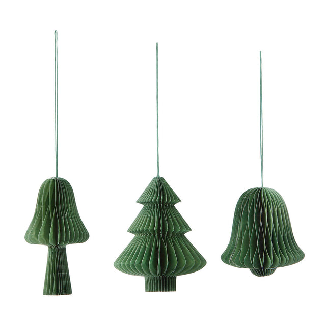 Weihnachtsdeko aus Papier 3er Set Gruen - Bungalow DK - DesignWe.Love