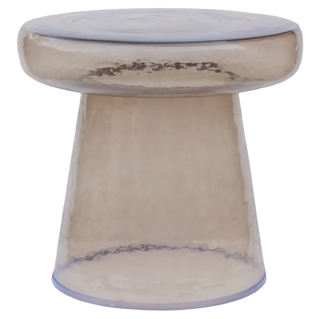 WOOOD Loma Beistelltisch aus braunem Glas – Frontansicht, 40x40x38 cm