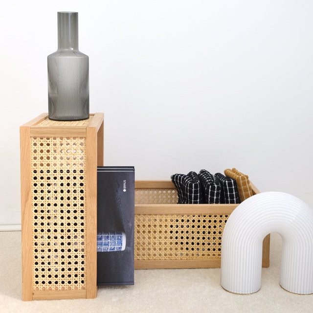 Aufbewahrungsbox Cane Medium - Box aus Rattan und Eiche - DesignWe.Love