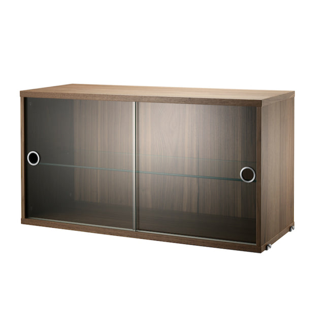 Schrank mit Glas-Schiebetüren 78x30cm Walnuss – String Furniture