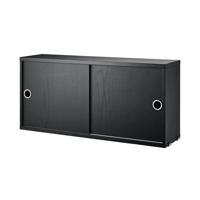 Schrank mit Schiebetüren 78x20cm Esche schwarz gebeizt – String Furniture
