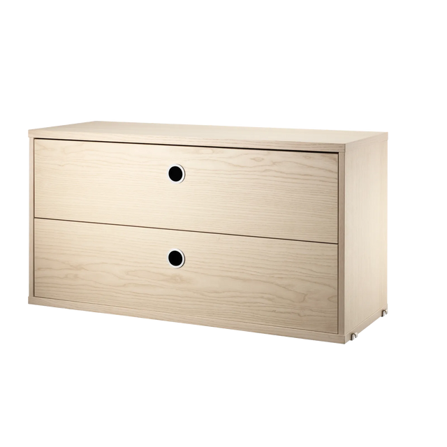 String Schubladenschrank 78×30cm Esche – Schubladenelement für das String Regal