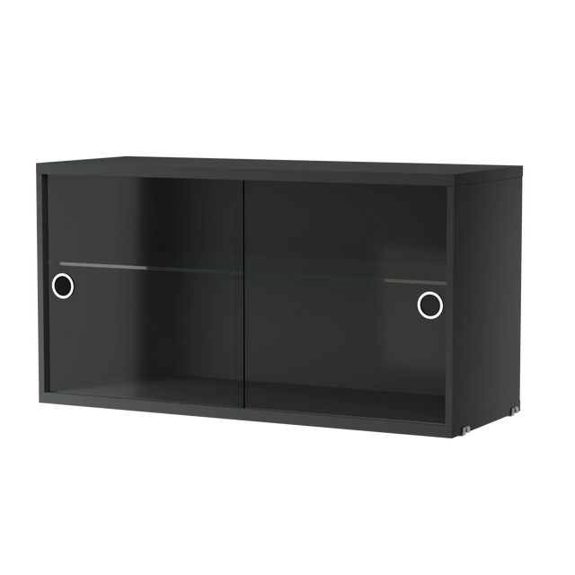 String Vitrine 78×30cm mit Glas-Schiebetüren Dunkelgrau – Hängevitrine für das String Regal