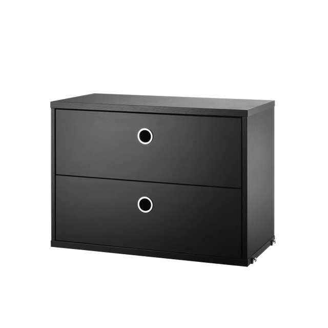 String Schubladenschrank 58×30cm Esche Schwarz – Schubladenelement für das String Regal